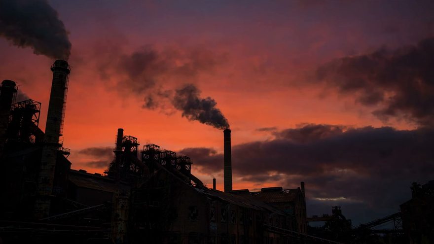 Still from the “Rust and Thunder” music video — the Youngstown mill at dusk